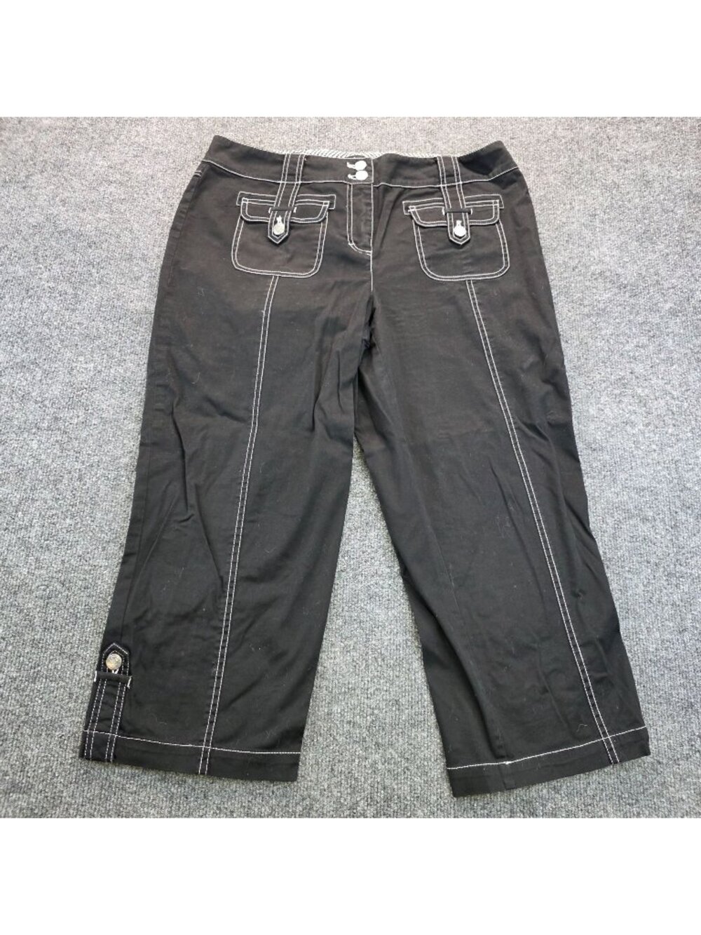 Eric Cropped Trousers Size 12 Black Cyber Grunge Streetwear Skater Workwear Y2k